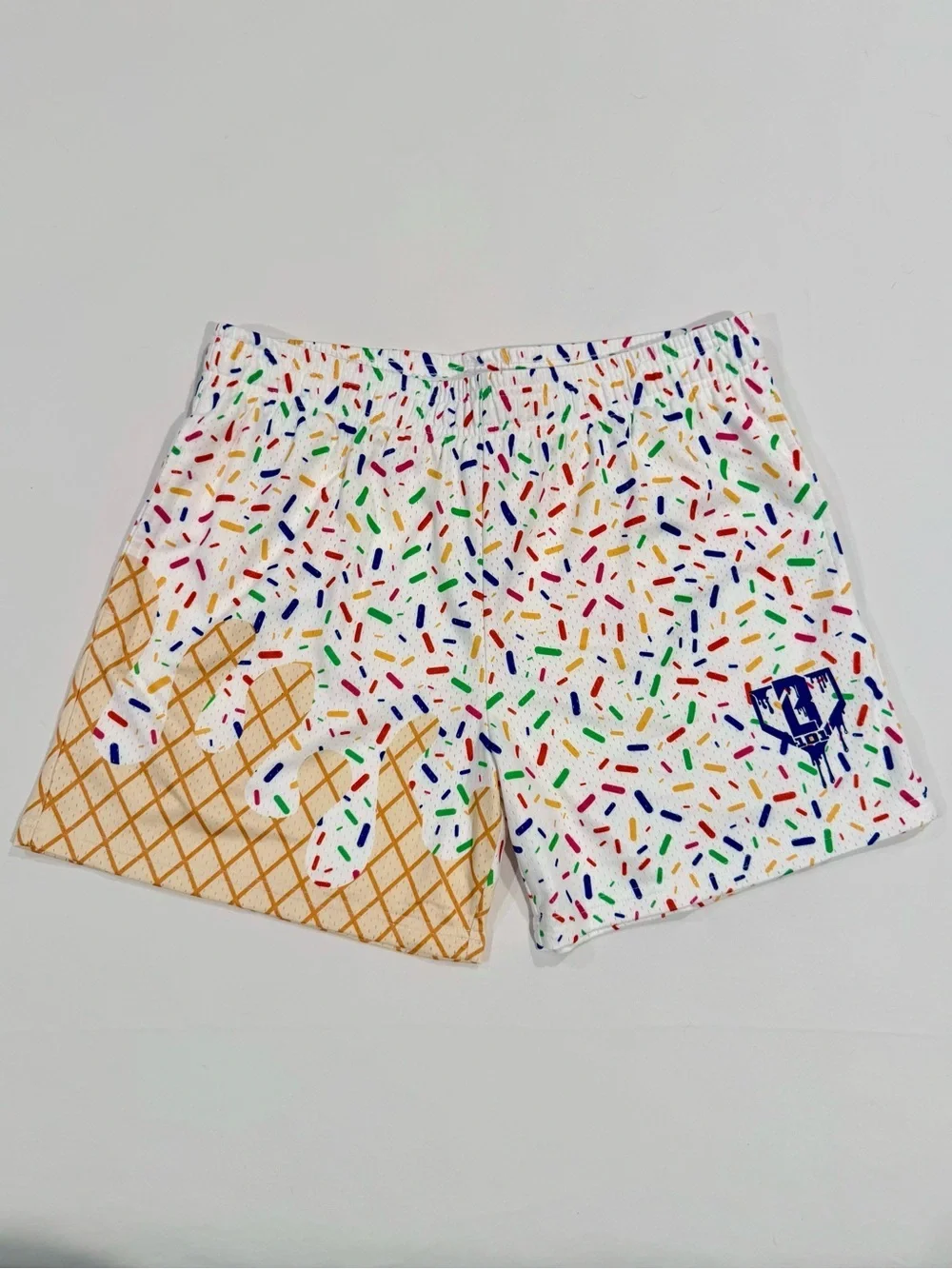 New Baseball Lifestyle 101 Ice Cream Shorts Mens Medium Vanilla Sprinkles White